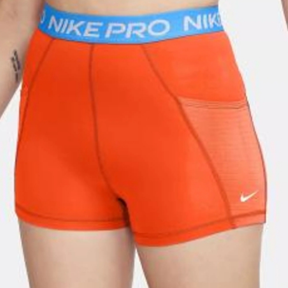 Nike Pro Women's Dri-Fit Orange & Blue Athletic 3" Shorts Size S/P